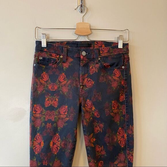 7 For All Mankind Rose Print Mid-Rise Skinny Jeans (Size:26) - Picture 4 of 12